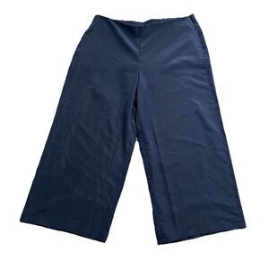 J Jill Wide Leg Crop Pants‎ Side Zip Navy Blue Modal Large Petite Lightweight